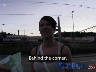 Czech Hottie Sucks And Fucks From Behind In Public
