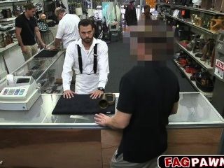 Sexy Gay Blows A Cock In Public Pawn Shop