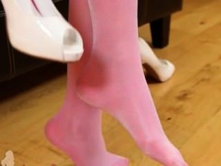 Sexy Pink Nylon Stockings And Hot Model